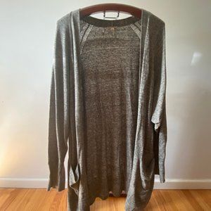 Gray and Oatmeal Heathered Oversized Cardigan